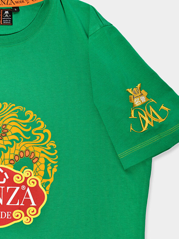 TS021 T-shirt with art prints in green color - 5