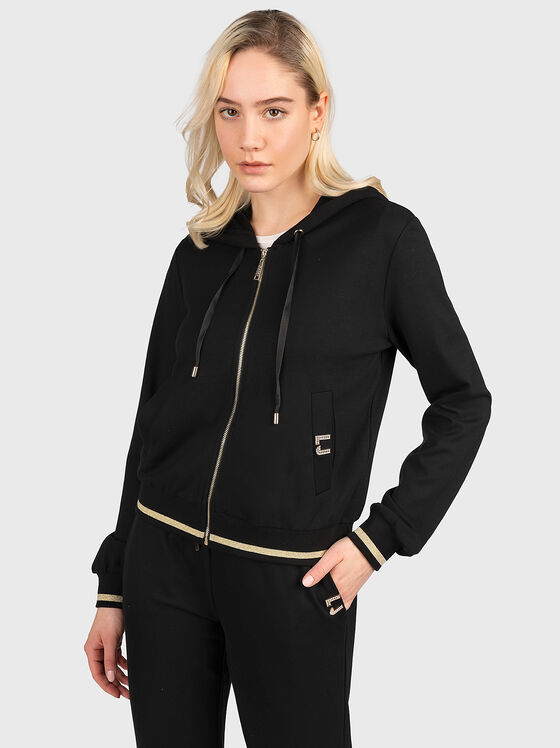 Black sweatshirt with glittering logo accent - 1