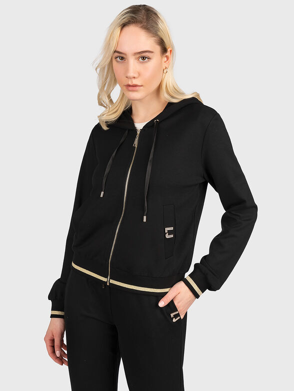 Black sweatshirt with glittering logo accent - 1