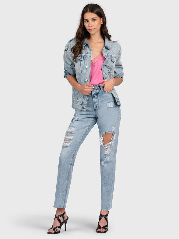 Denim jacket with worn-out effect - 4