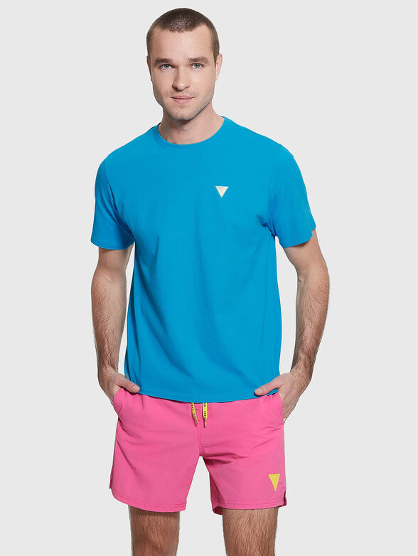 Blue cotton Т-shirt with logo accent - 1