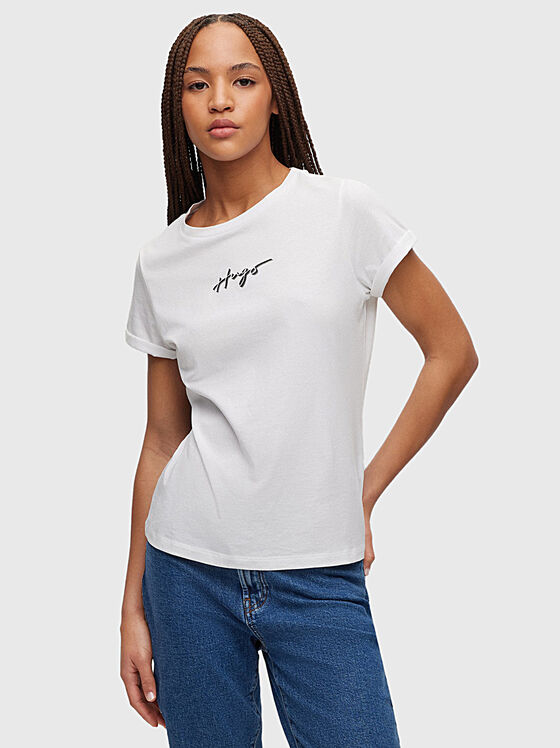 Pink cotton T-shirt with logo accent - 1