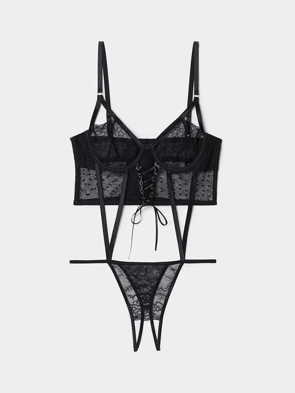 PRIVE' - CROSSING black bodysuit with lace - 4
