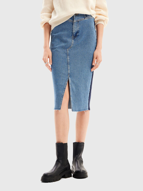 Denim skirt with contrasting elements - 0