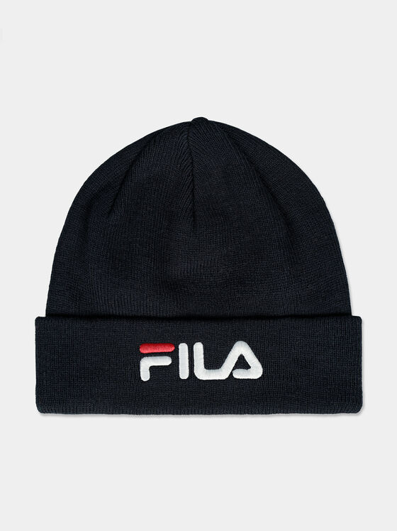Black unisex beanie with logo embroidery - 1