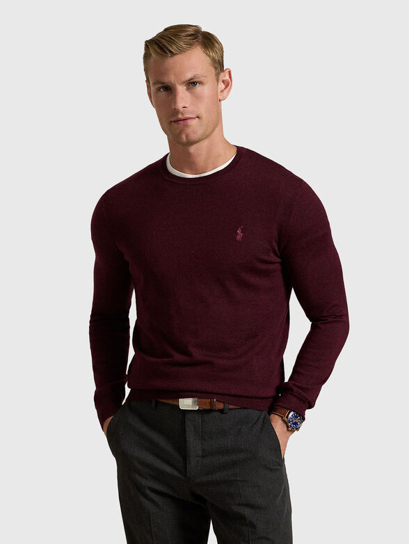 Burgundy sweater with an oval neckline - 0