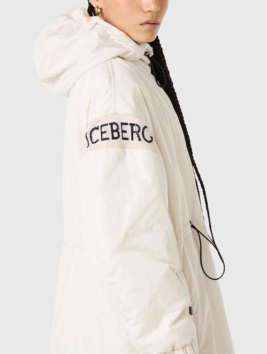 Padded black long jacket with hood  - 3