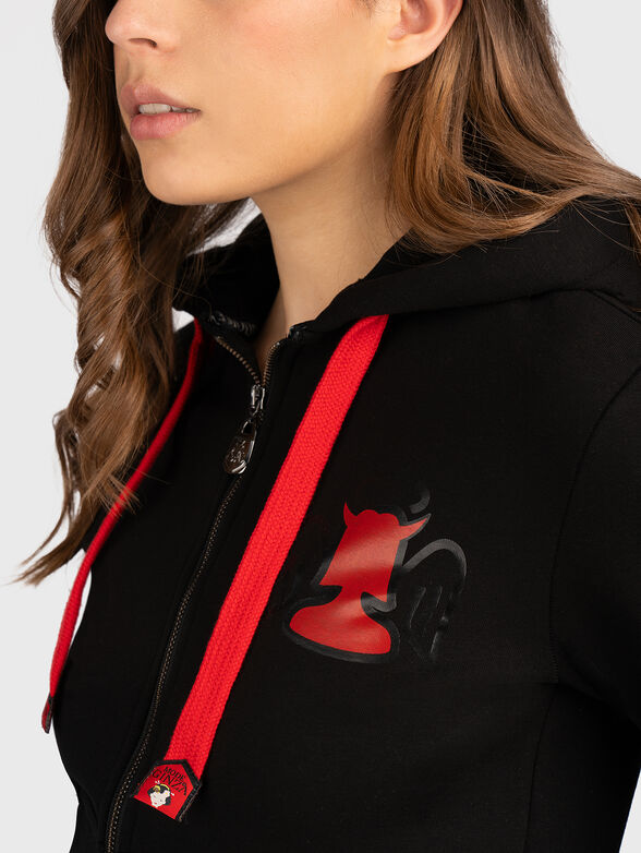 Black sweatshirt with contrast print  - 5