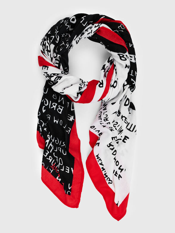 Scarf with contrasting print  - 0