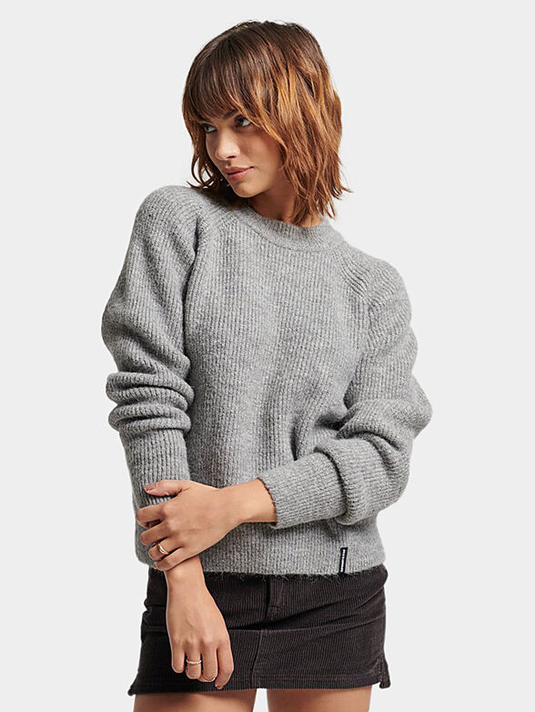 ESSENTIALS grey sweater with ribbed crew - 1