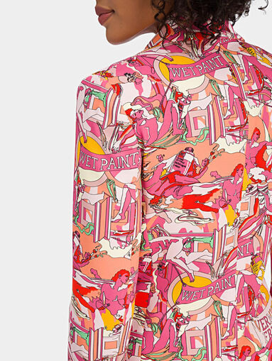 Blazer with art print in pink shades - 3