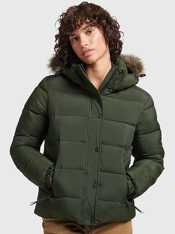 Green jacket with faux fur element - 1