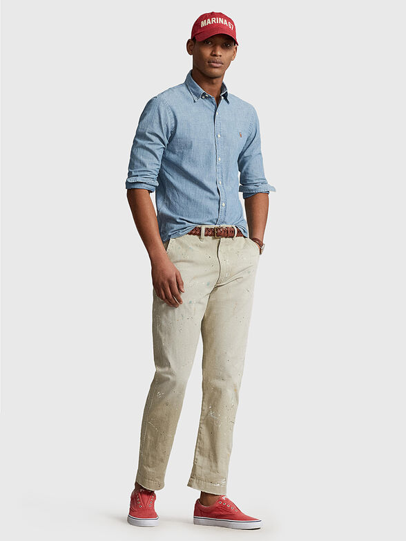 Blue shirt with logo embroidery - 1