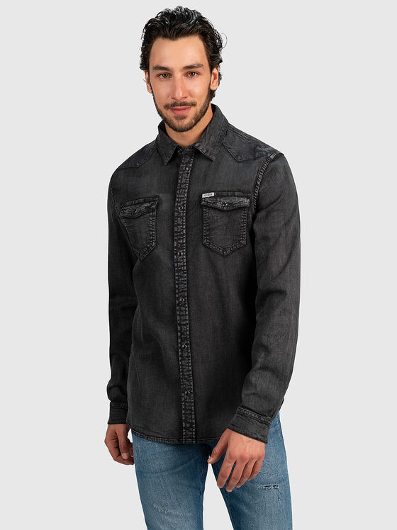 Denim shirt in black - 1