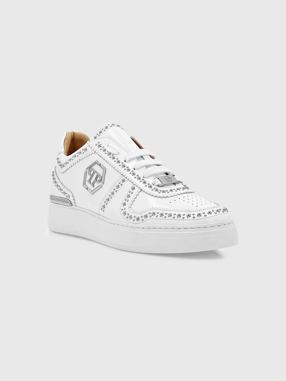 Black leather shoes with accent eyelets  - 2