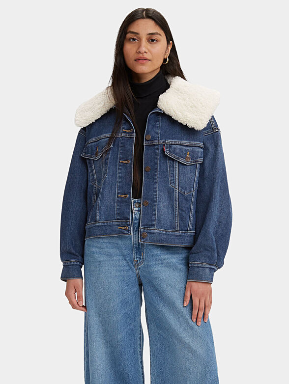 Denim jacket with removable collar - 3