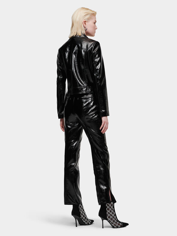 Cropped trousers in eco leather with patent effect - 1