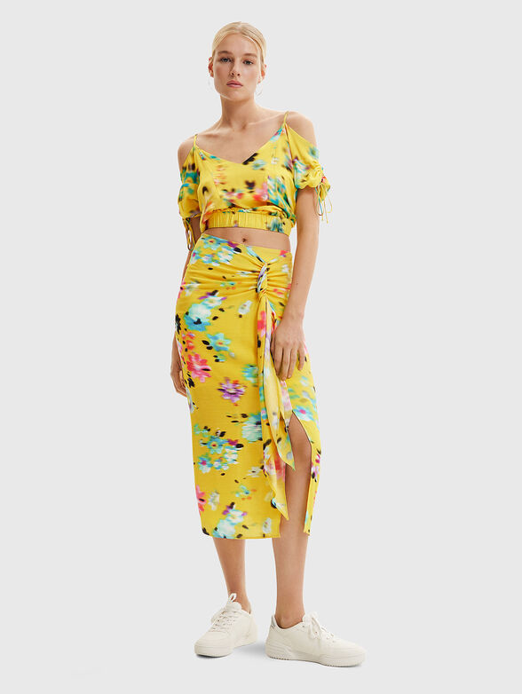 Midi skirt with floral print - 3