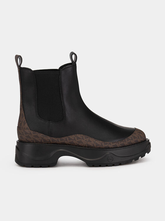 DUPREE leather ankle boots with monogram logo accent - 1