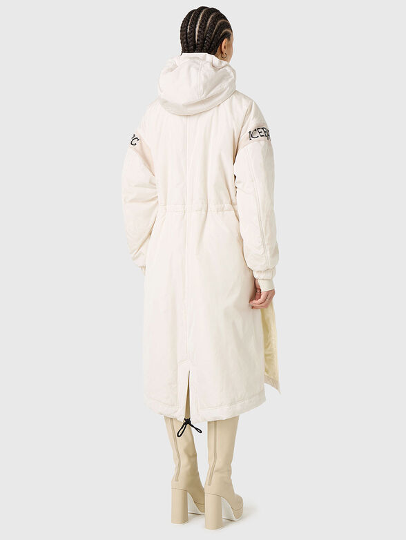 Padded black long jacket with hood  - 2