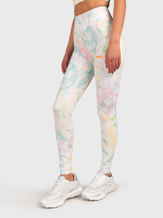Sports leggings with multicolor art print - 1