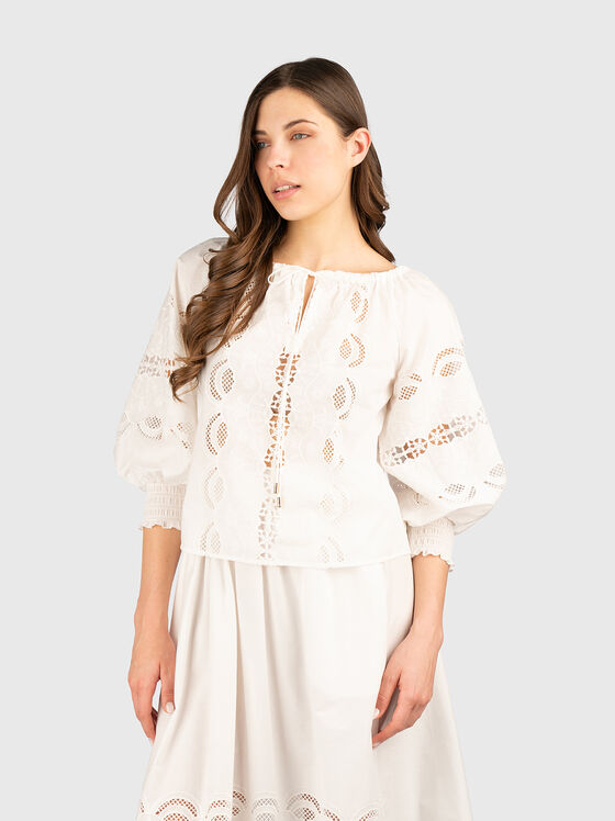 Cotton blouse with dropped shoulder - 1