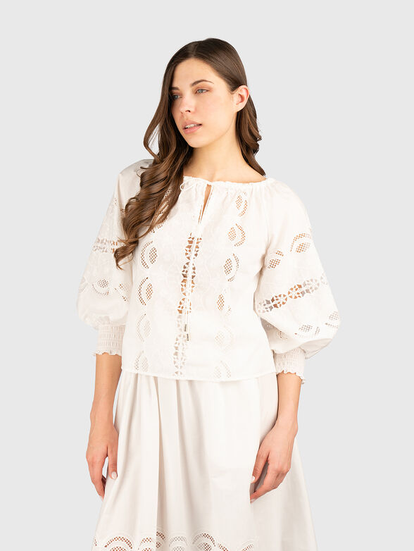 Cotton blouse with dropped shoulder - 1