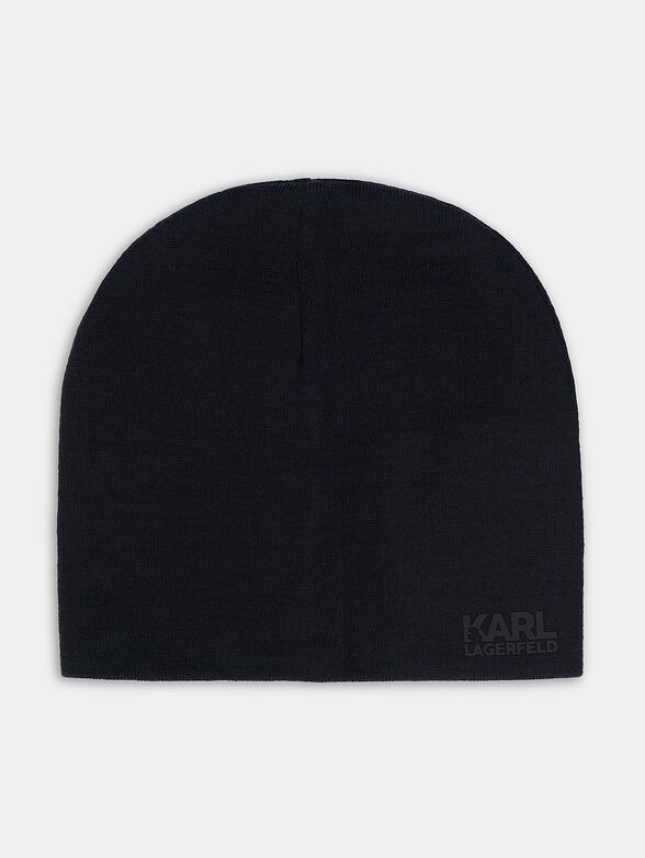 Black beanie with logo motif - 1