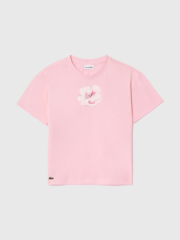 Pink t-shirt with flower detail - 0