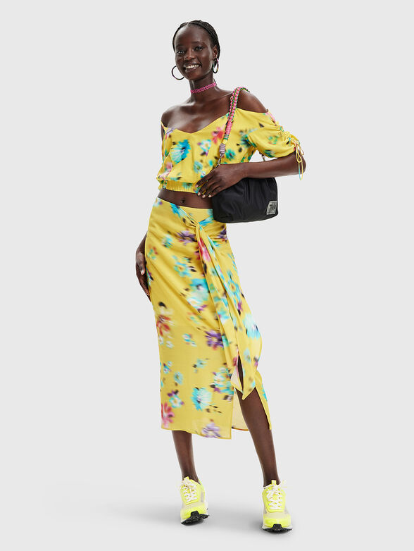 BETTY blouse with laces in yellow color - 1