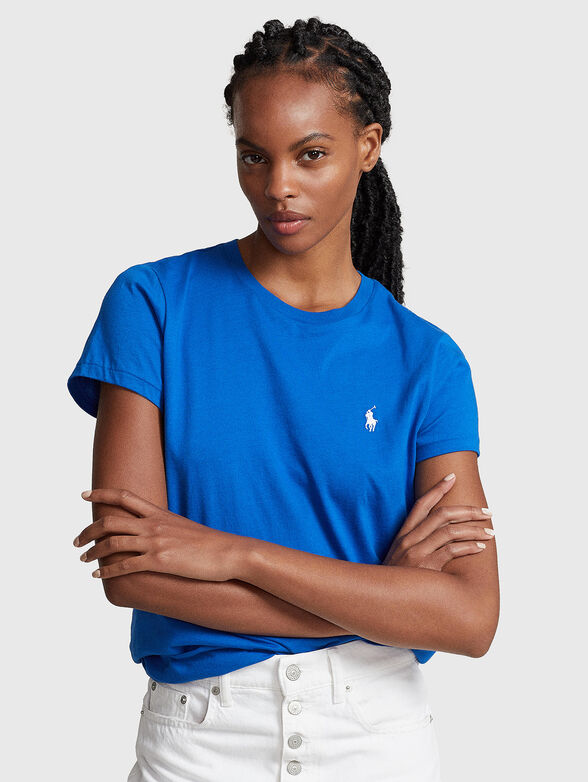 Logo embroidered T-shirt in cotton  - 0