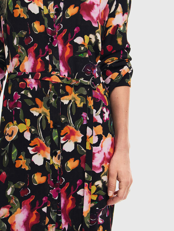 Dress with floral print and belt - 3