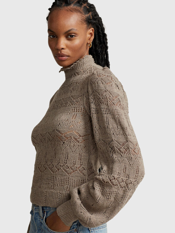 Knitted sweater with high collar - 3