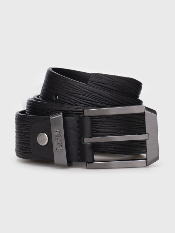 Textured leather belt  - 0