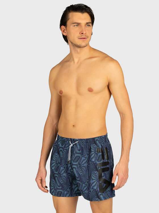 Beach shorts with logo inscription - 1