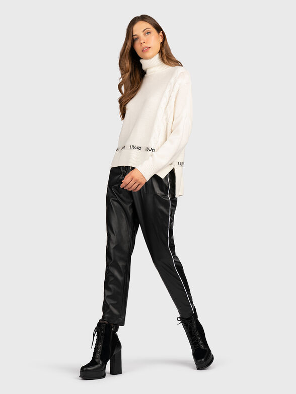 Black trousers from eco leather - 4