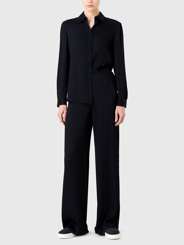 Dark blue shirt with hidden buttons - 1