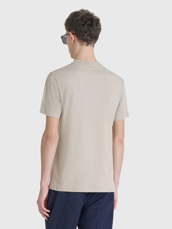 Cotton T-shirt with oval neckline and rubber detail - 2