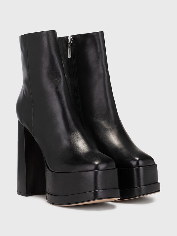 Black leather heeled ankle boots - 1