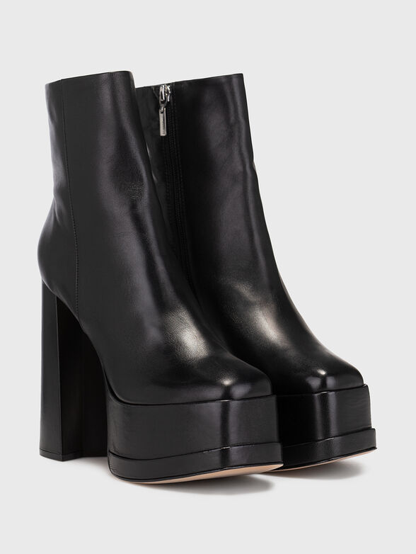 Black leather heeled ankle boots - 2