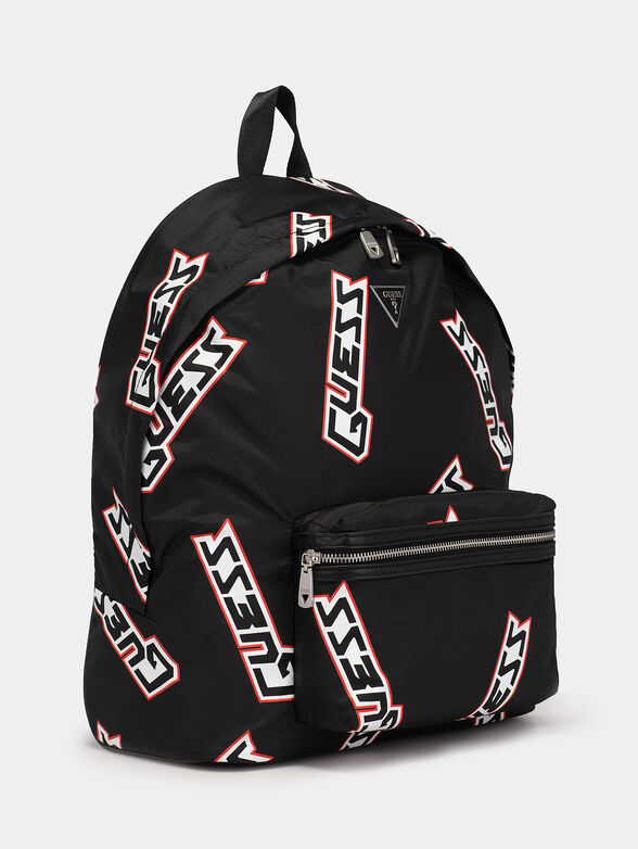 Black backpack with logo prints - 3