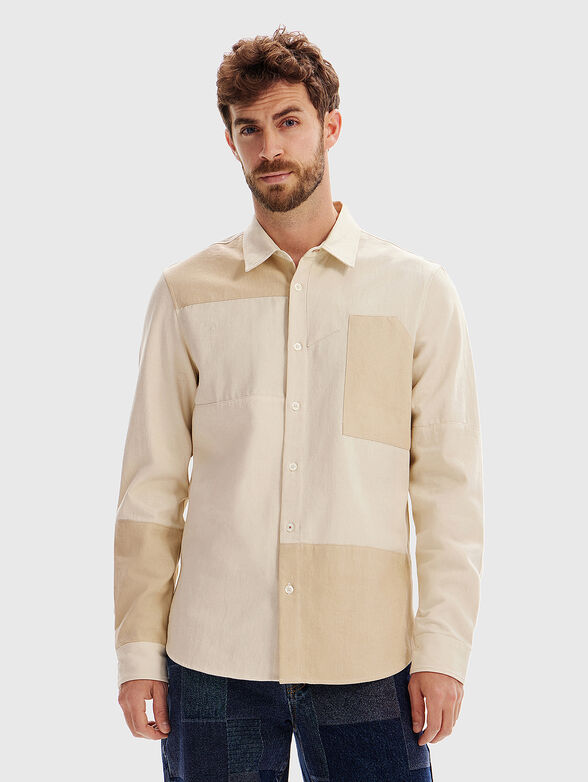 Cotton shirt in beige color - 0