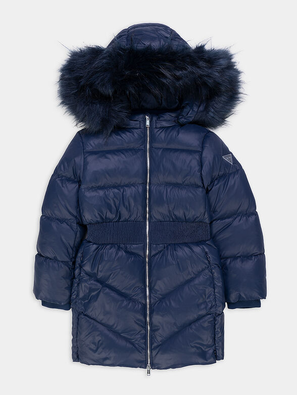 Quilted blue jacket with hood - 1
