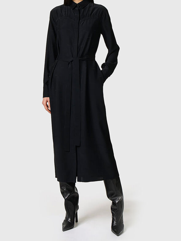 Black viscose blend midi dress - 3