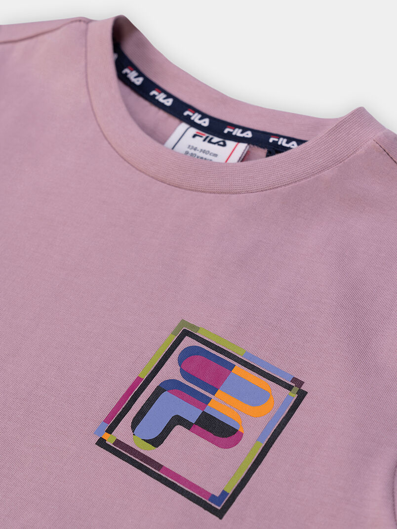 BELLUNO pink T-shirt with contrasting logo detail - 3