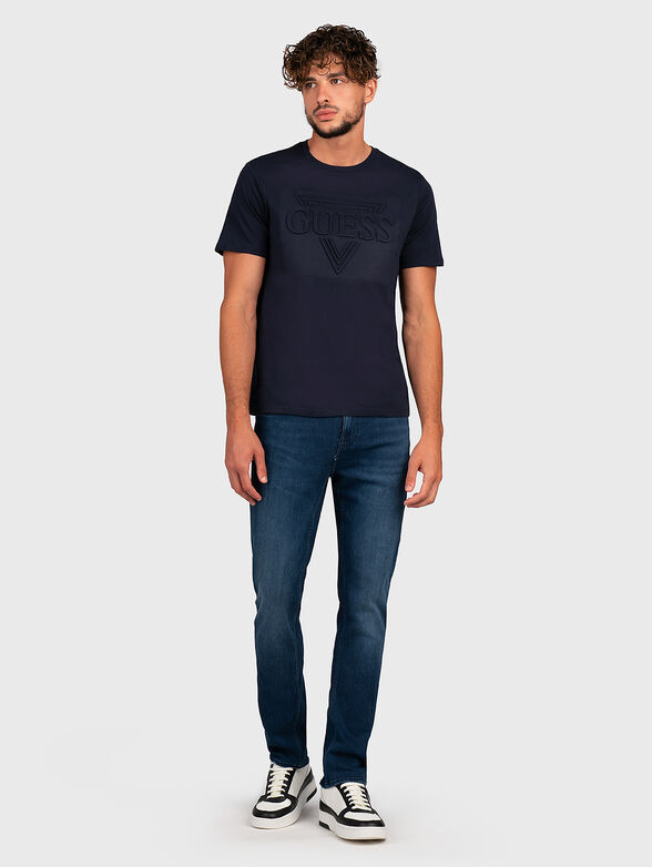 Dark blue cotton Т-shirt with embossed logo - 2