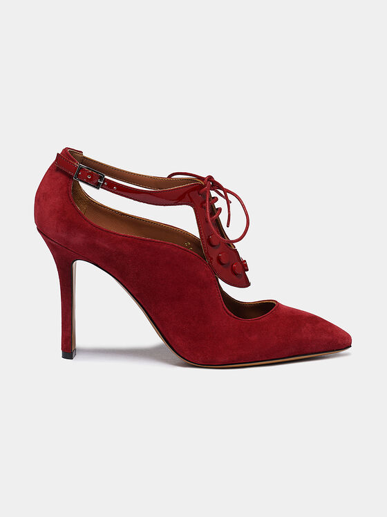 Suede high heel shoes in red color - 1
