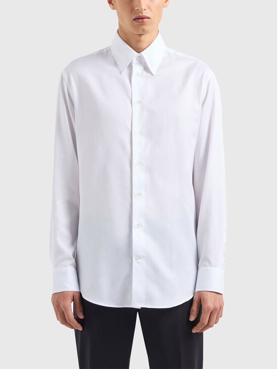 Cotton shirt with herringbone pattern - 1