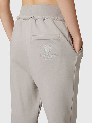 Grey trousers with ties in cotton blend - 2