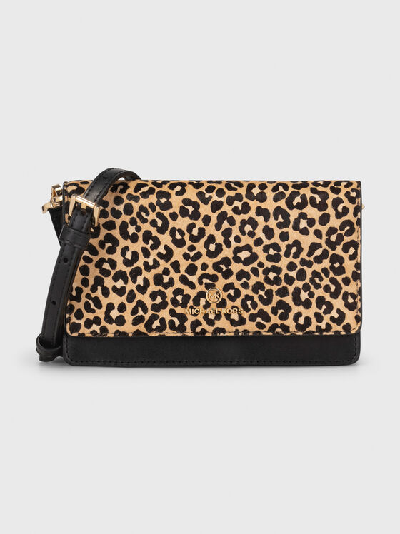 Leather crossbody bag with animal print - 1